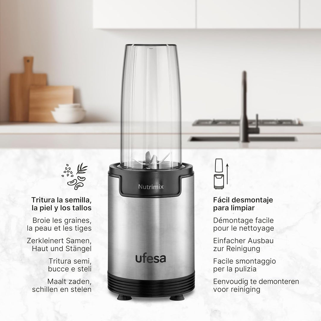 Ufesa Nutrimix Einzel-Standmixer, Multifunktionaler Nährstoff- und Vitaminextraktor, 900W Leistung,