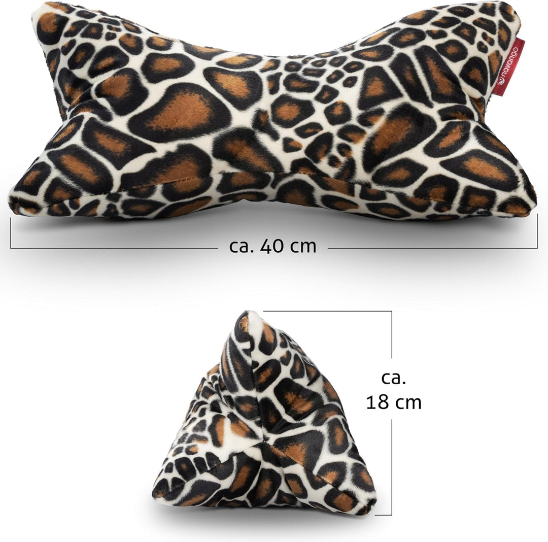 Leseknochen mit Tiermuster in Giraffen Optik | Buchstütze mit kuschelweichem Bezug | ca. 40 x 18 cm