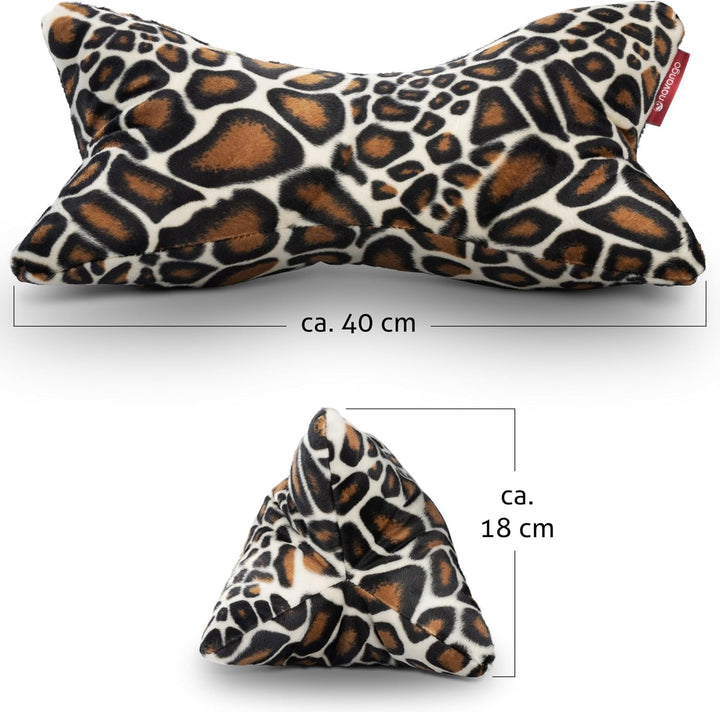 Leseknochen mit Tiermuster in Giraffen Optik | Buchstütze mit kuschelweichem Bezug | ca. 40 x 18 cm