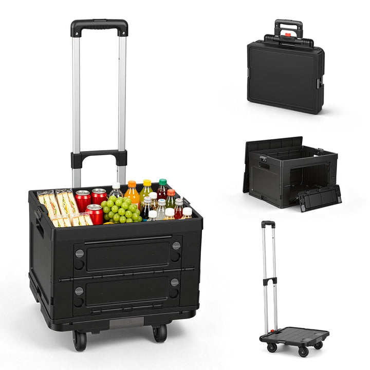 𝗝𝗮𝘅𝗴𝘂𝗼𝗺 Einkaufswagen faltbar 48L, Transportbox mit Rollen, Schwarz | Faltbare 48L Transportbox mit