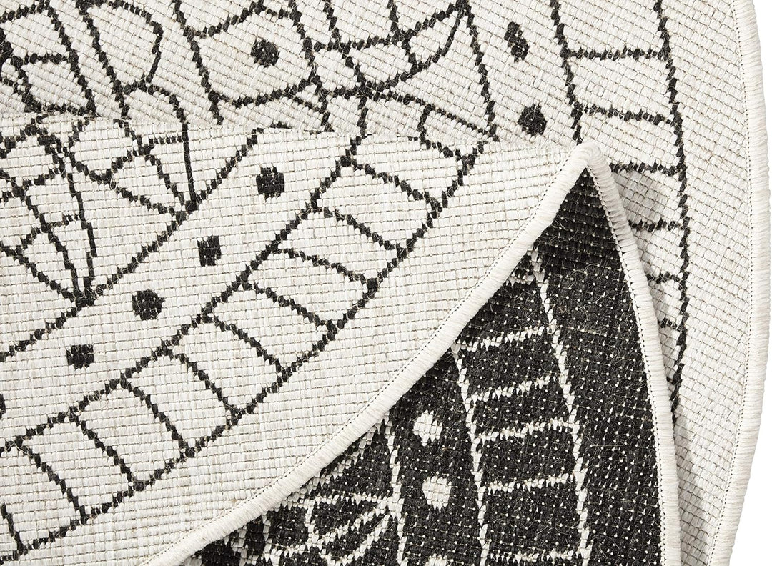 Northrugs Porto In- und Outdoor Teppich Rund – Runder Wendeteppich Wasserfest Mandala Design Flachge