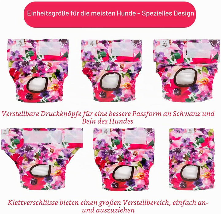 CuteBone 3 Stück Wiederverwendbare Hundewindeln, Hochsaugfähige Premium-Windeln für Hündchen, Umwelt
