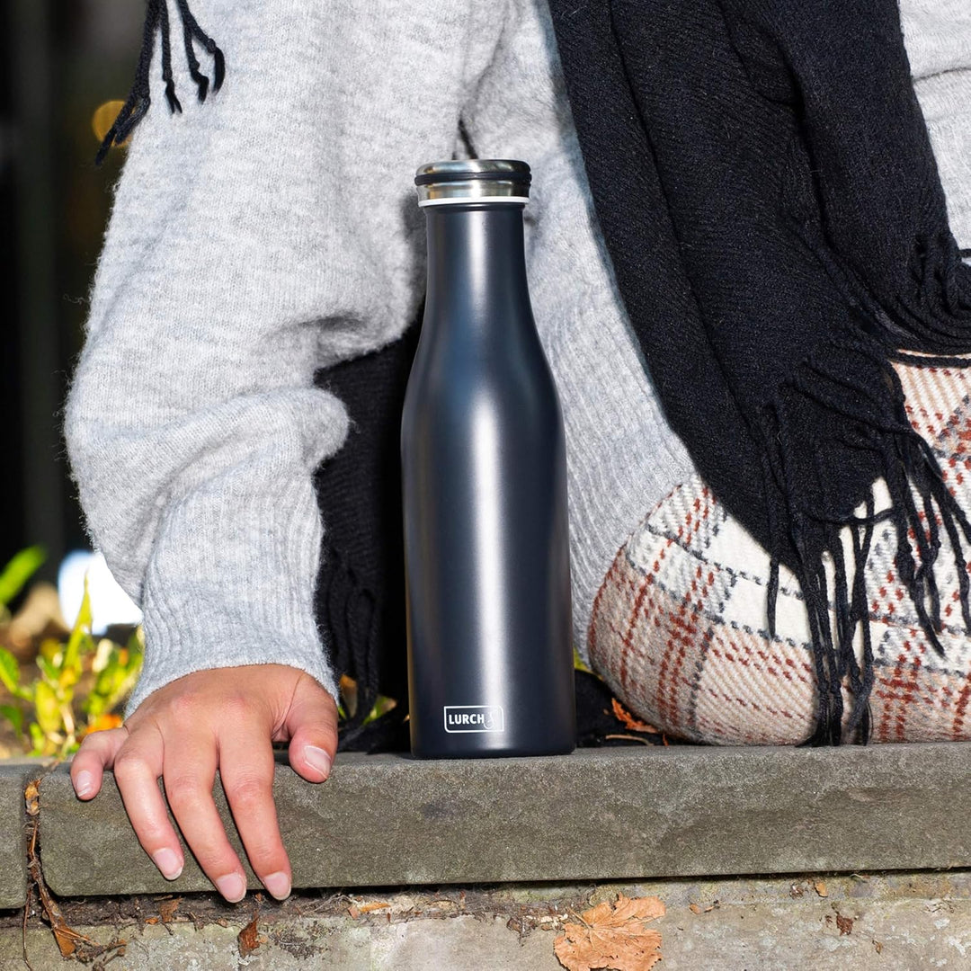 Lurch 240928 Isolierflasche / Thermoflasche für heisse und kalte Getränke aus doppelwandigem Edelsta