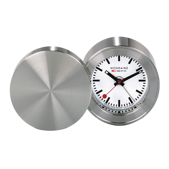 Mondaine - Wecker MSM.64410 Tischuhr 50mm - Bahnhofsuhr aus Messing gehärtetes Mineralglas staubbest