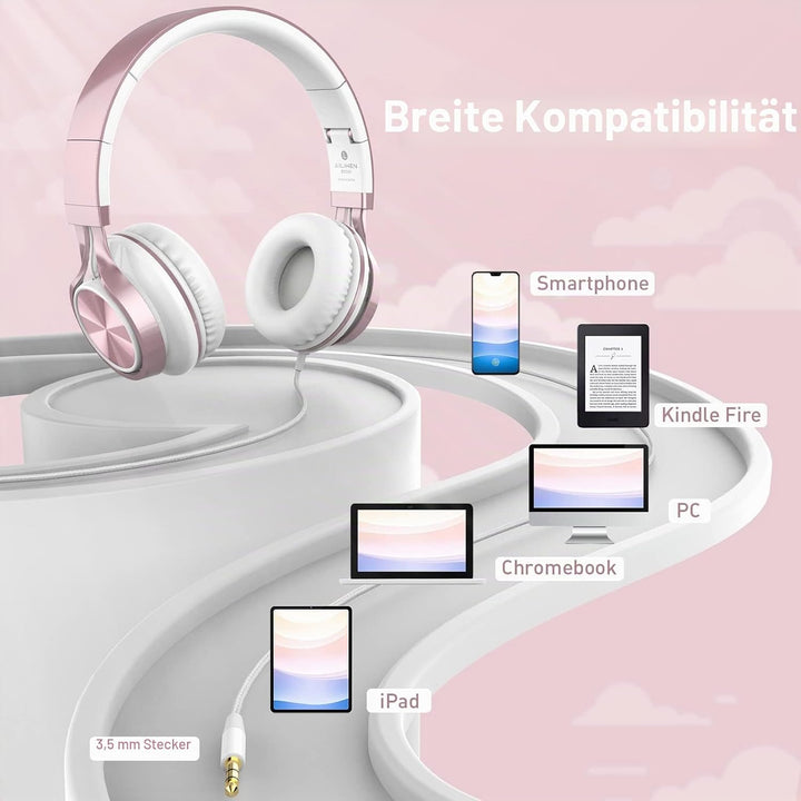 AILIHEN MS300 Kopfhörer mit Kabel und Mikrofon für Chromebook, Laptop, Computer, Smartphone, 3,5 mm,