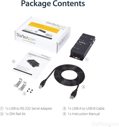 StarTech.com USB-Port auf 4 RS-232 Adapter (Serieller Adapter mit einem robusten Gehäuse, USB auf RS