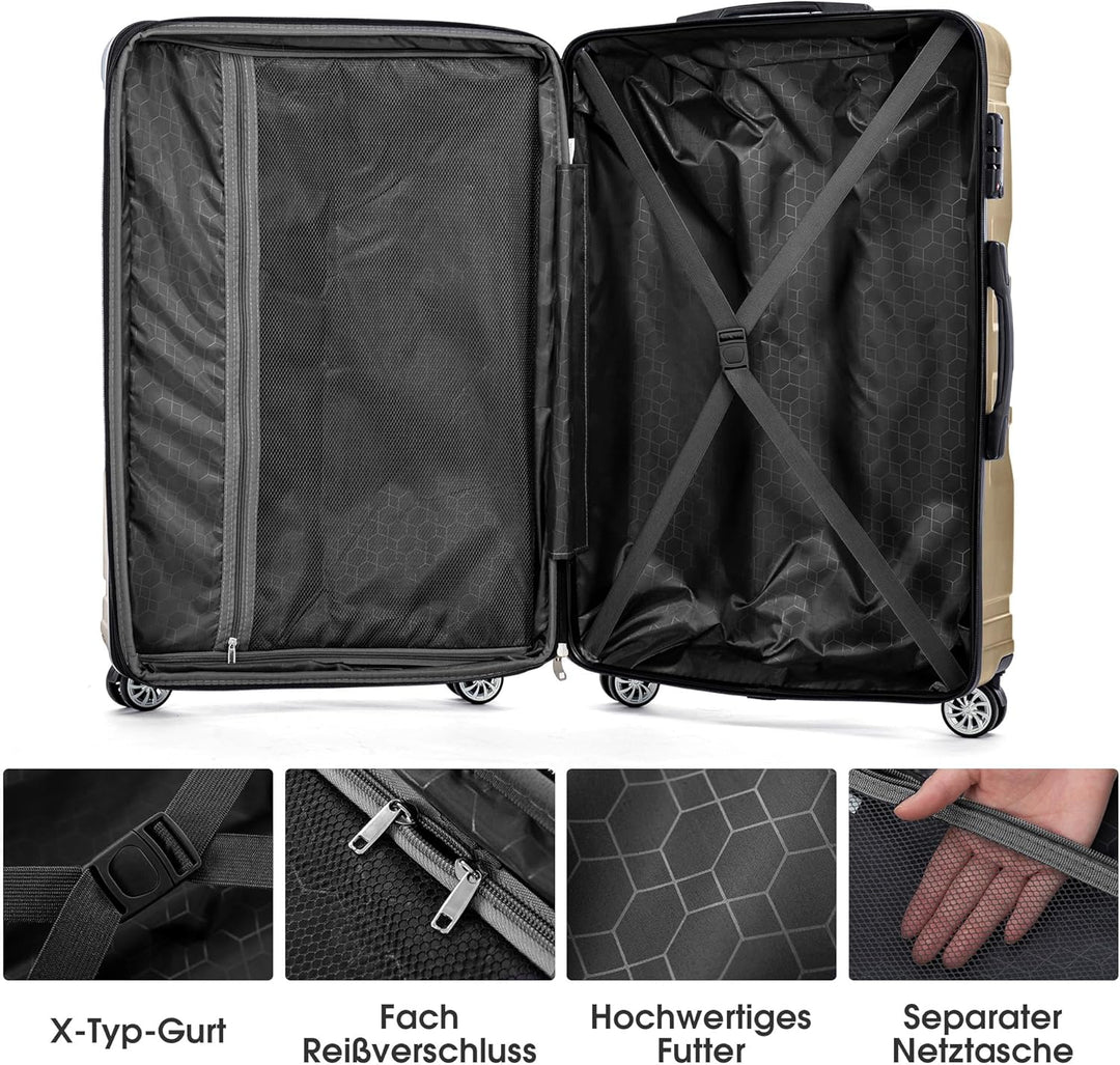 Merax Hartschalenkofferset Hartschalenkoffer Reisekoffer Set, Trolley Koffer mit TSA-Schloss und Uni