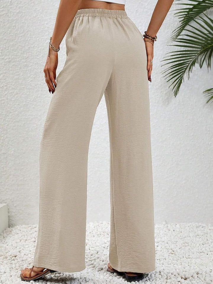 Damen Hosen Lang Sommerhose Leichte Hohe Taille Freizeithose Beige S, Beige S