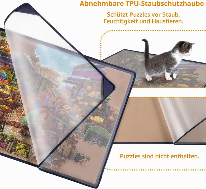 Tektalk tragbares doppelseitiges Puzzlebrett mit staubdichter Abdeckung zur Puzzleaufbewahrung, Puzz