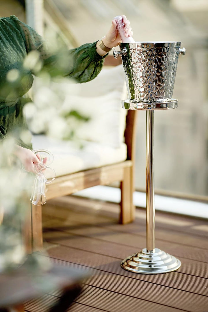 EDZARD Sektkühlerständer, Ständer Olbia für Kühler, Edelstahl hochglanzpoliert, Höhe 62 cm