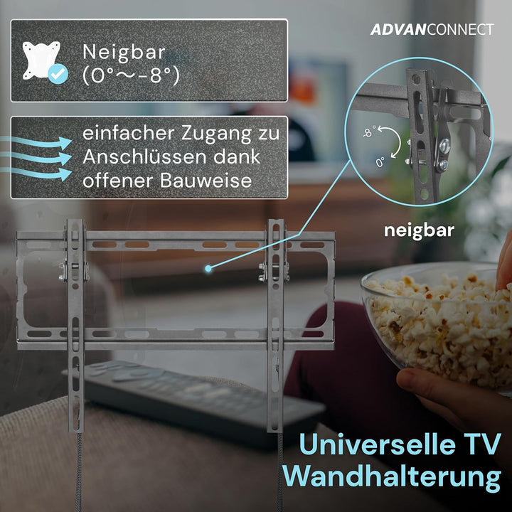 TV Wandhalterung, Fernsehhalterung max. VESA 400x400 mm, max 45kg, neigbare Universal Halterung für