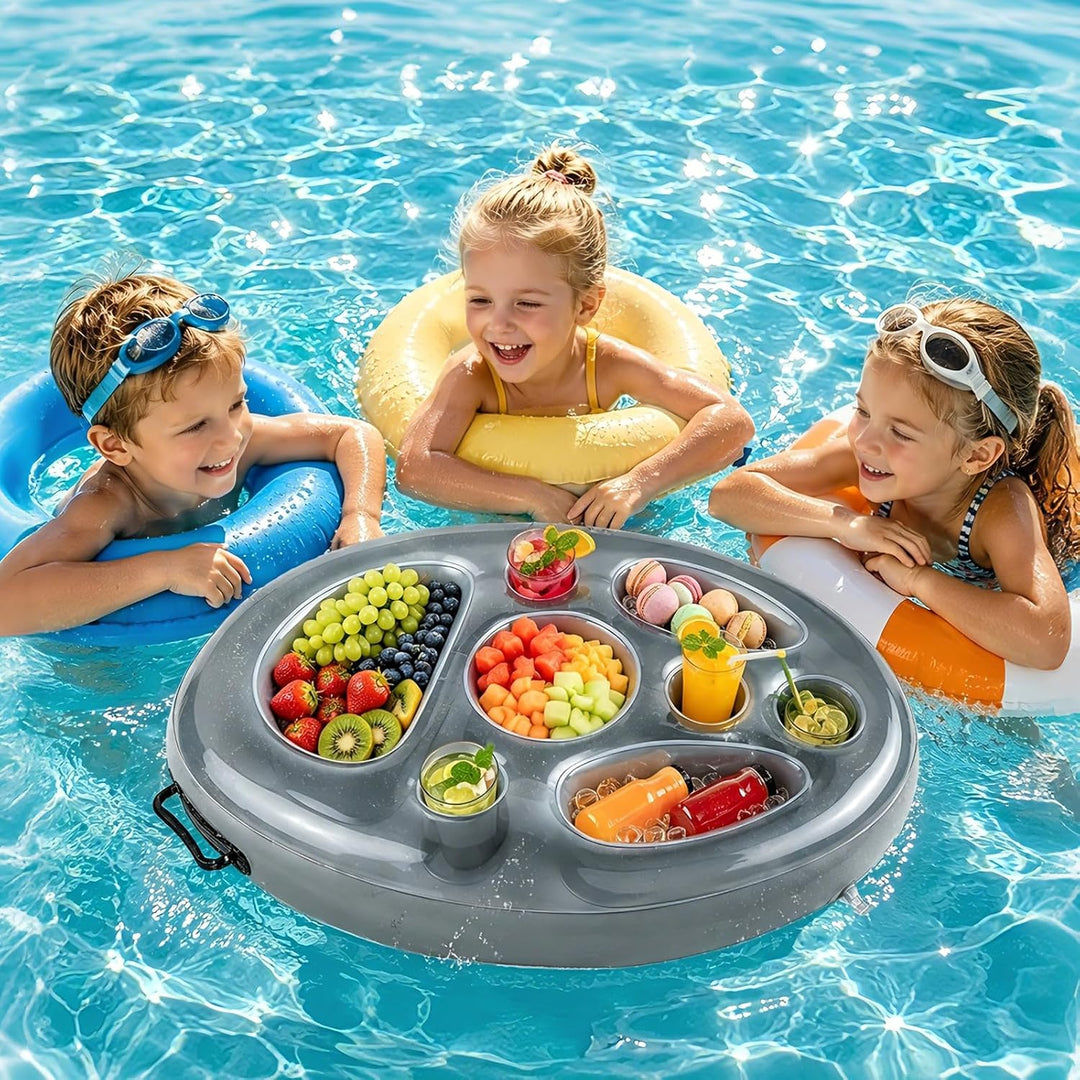 Morofme Getränkehalter Pool, 2 in1 Snackhalter Aufblasbarer Getränkehalte 8 Löcher Grosse Kapazität,