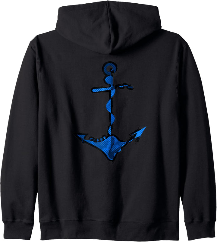 Moderner Blauer Anker, Maritim, Nautik Kapuzenjacke