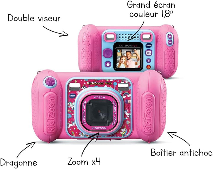 VTech Kidizoom Fun Rose Kinder Digitalkamera mit Display, Videos, Trucages, Spezialeffekte, Kindersi