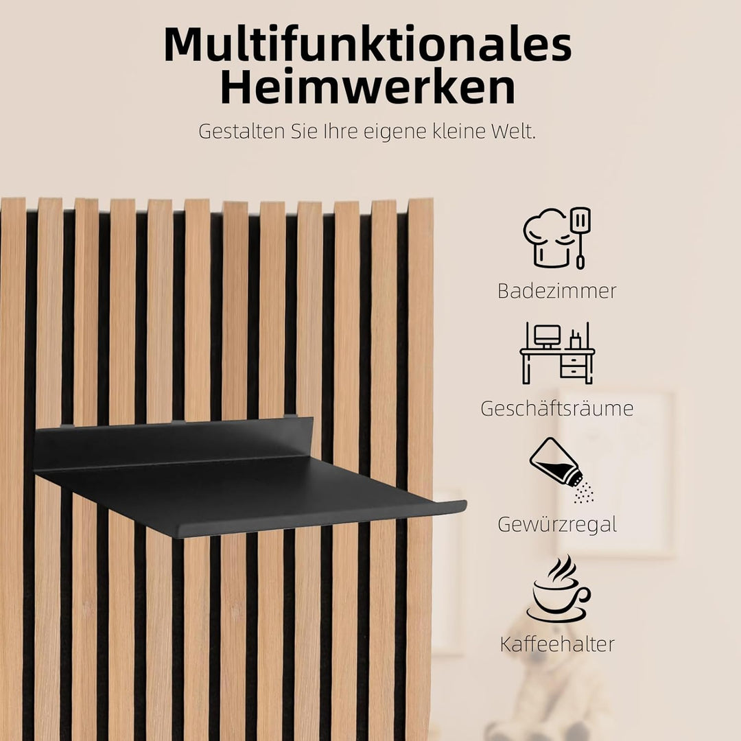 Regal für Akustikpaneele, 25×10cm Schwebende Hängeregal Slatwall Regale Metall Wandregale Akustikpan