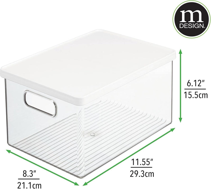 mDesign 4er-Set Kühlschrankbox – Kühlschrank Vorratsdose mit Griffen und abnehmbarem Deckel – lebens