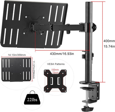 suptek Monitor Arm mit Laptop Halterung Volleinstellbar für 13"-27" Bildschirme Volleinstellbar (40c