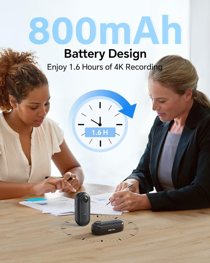 BOBLOV W4 4K Bodycam Körperkamera Mini, Body Cam mit 360° drehbarem Clip und Magnetclip, 90 Minuten