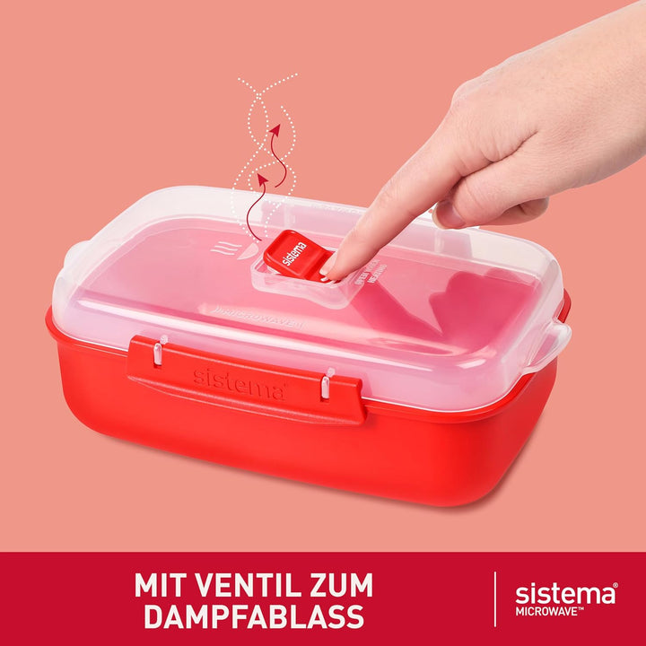 Sistema Microwave-Heat & Eat Frischhaltedosen Set, 4 rechteckige Mikrowellen-Vorratsdosen mit Deckel