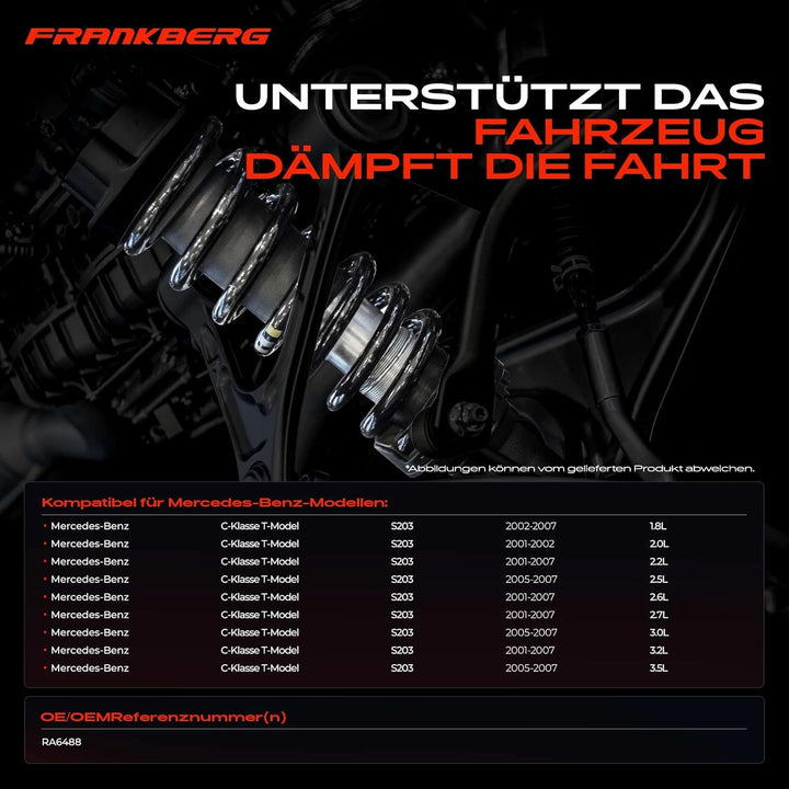 Frankberg 2x Federn Fahrwerksfeder Hinterachse Links Rechts Kompatibel mit C-Klasse T-Model S203 200