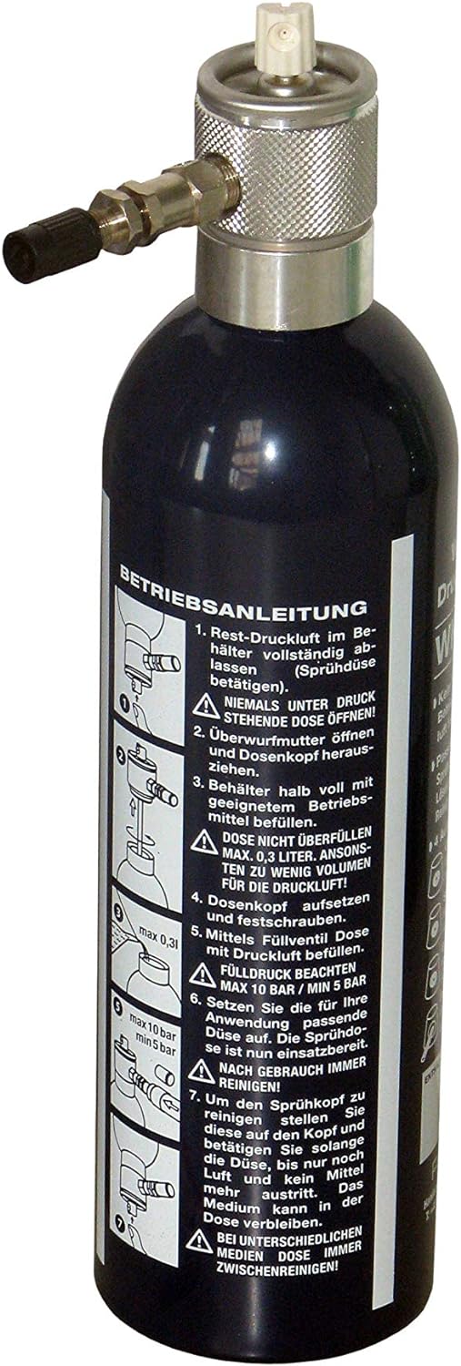 Rotek wiederbefüllbare Sprühflasche inkl. 4 Düsen - einfach Mittel einfüllen, mit Druckluft befüllen