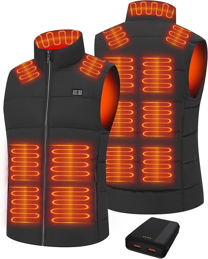 Beheizbare Weste für Herren Damen, Heizweste mit 20000 mAh Akku und 15 Heizzonen, Beheizbare Jacke f