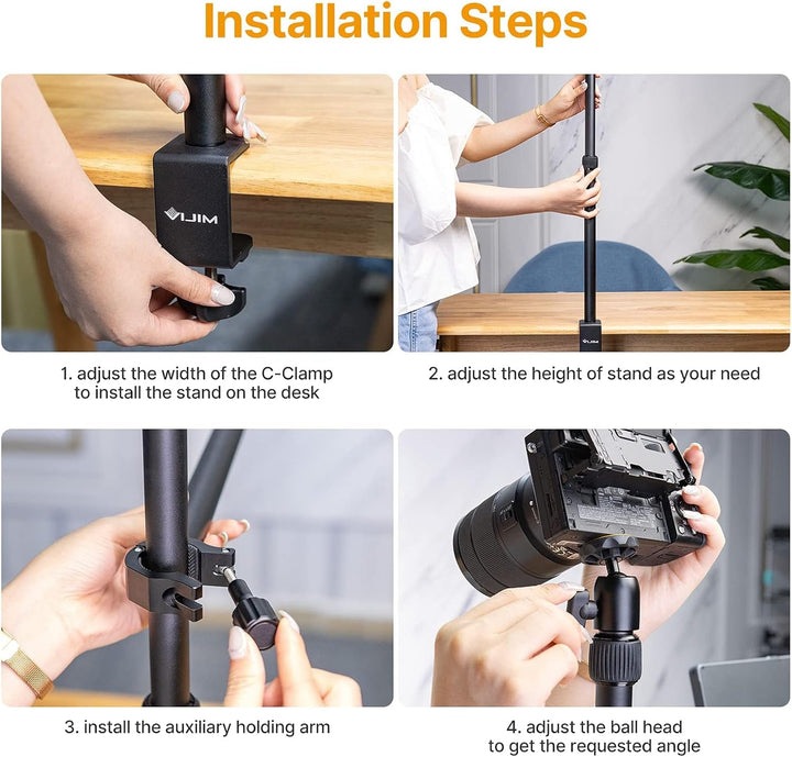 Kamera Tischhalterung, ULANZI LS02 Kamera Tischstativ, 44cm-105cm Einstellbar, Overhead Stativ für S