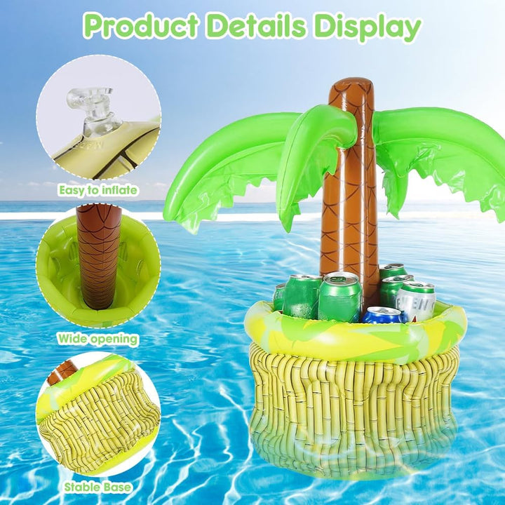 mizikuu 2PCS Aufblasbare Palme Getränkekühler, Aufblasbare Kühler zum Befüllen mit Eis Poolbar Geträ