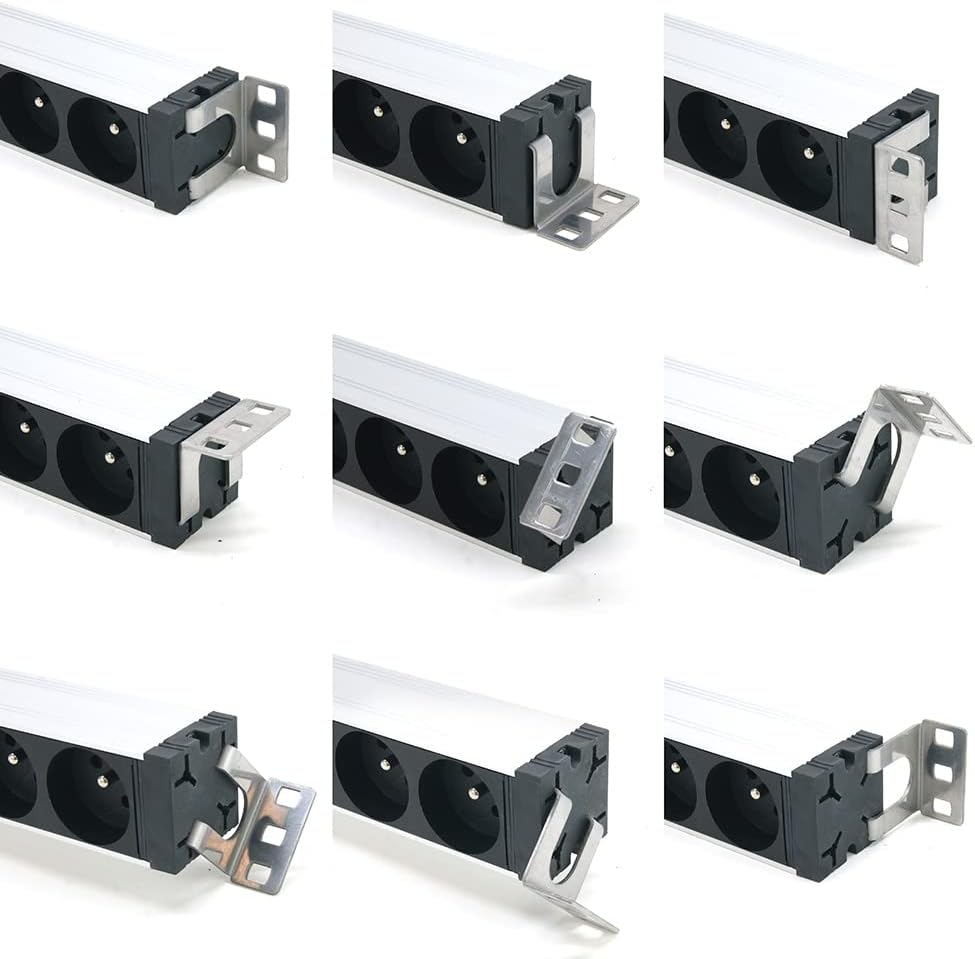 WAYTEX 37321 Steckdosenleiste Rackable 19 Zoll Stecker C14 – elektrisches Kopfband 8 Steckdosen mit