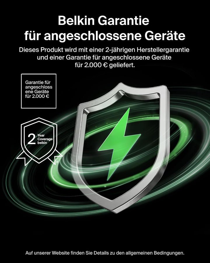 Belkin UltraCharge 20000mAh Power Bank, USB-C-Kabel und Anzeige – Schwarz, Schwarz