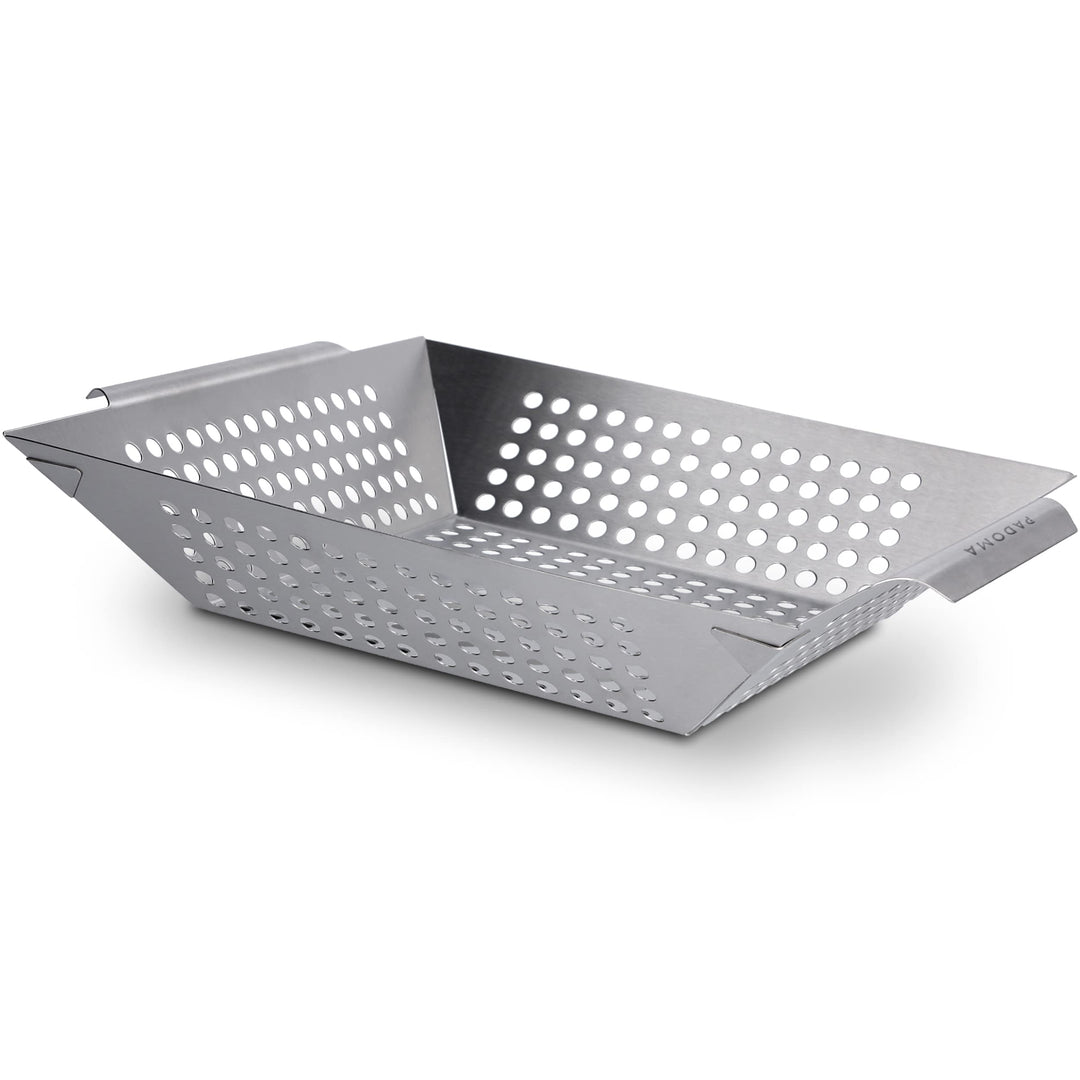 Grillkorb aus Edelstahl Grillschale 30 x 30 x 6 cm für alle Grillarten perfekt für Fleisch, Gemüse u