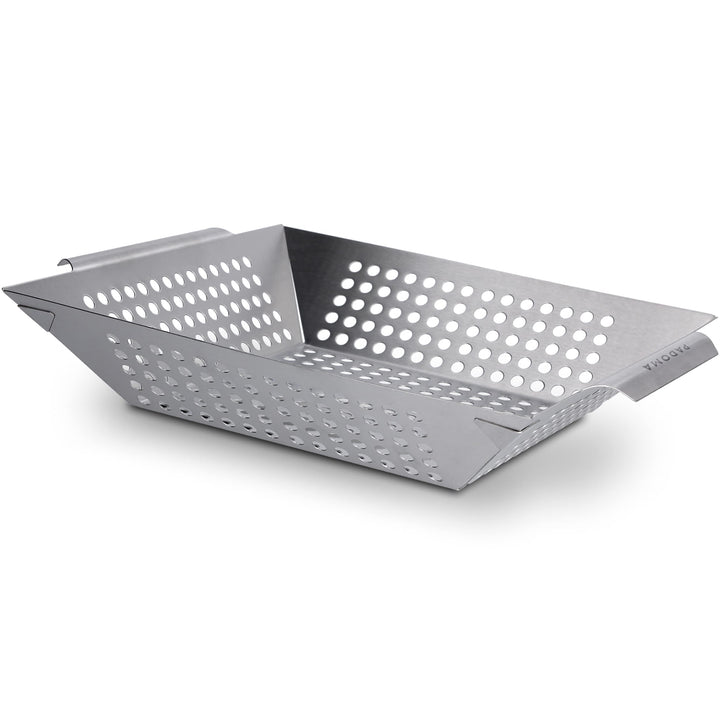Grillkorb aus Edelstahl Grillschale 30 x 30 x 6 cm für alle Grillarten perfekt für Fleisch, Gemüse u