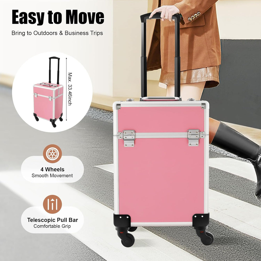 Rollender Kosmetikkoffer, Make-Up Trolley mit Viel Stauraum Professionell für Kosmetiker und Nagelst