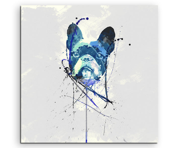 Paul Sinus Art Frech Bulldog II 60x60cm Keilrahmenbild Kunstbild Aquarell Art Wandbild auf Leinwand