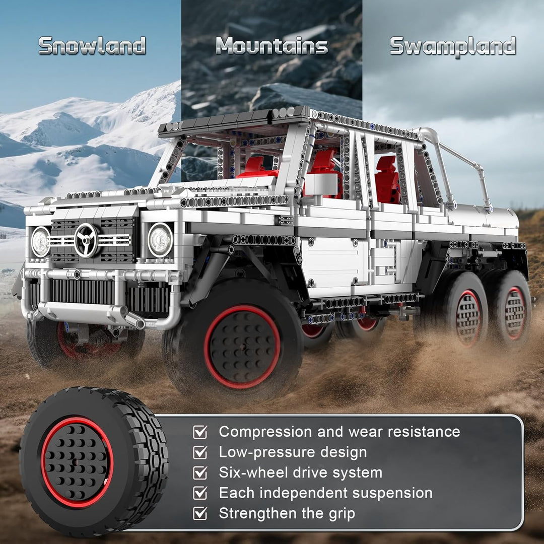 Mould King 13061 Technik Offroad G700 Pickup-Bausätze, 6×6 Spielzeugauto, Detailreicher Modellbausat