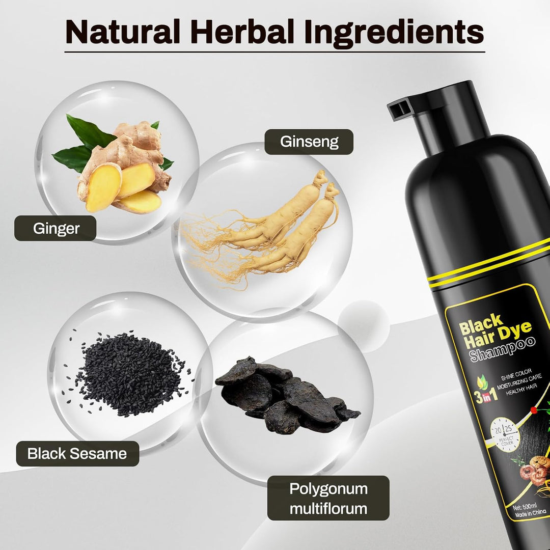 Schwarzes Haarfärbe black hair dye shampoo 3 in 1 Haarfärbe shampoo für Frauen & Männer für graue De