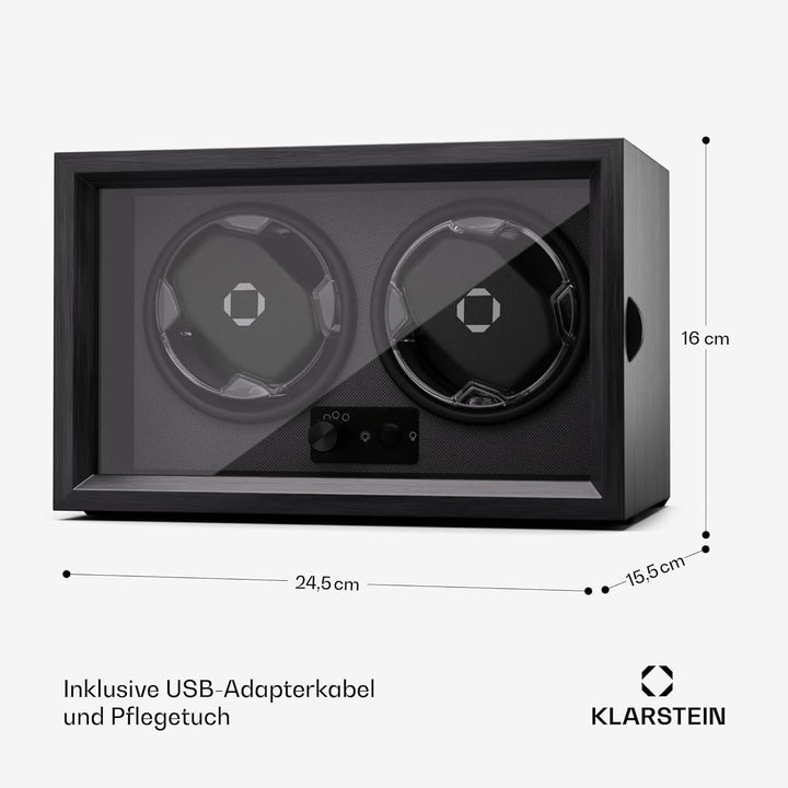 Klarstein Uhrenbeweger für Automatikuhren, Automatik-Uhrenbeweger für 2 Uhren mit Acryl-Tür, Automat