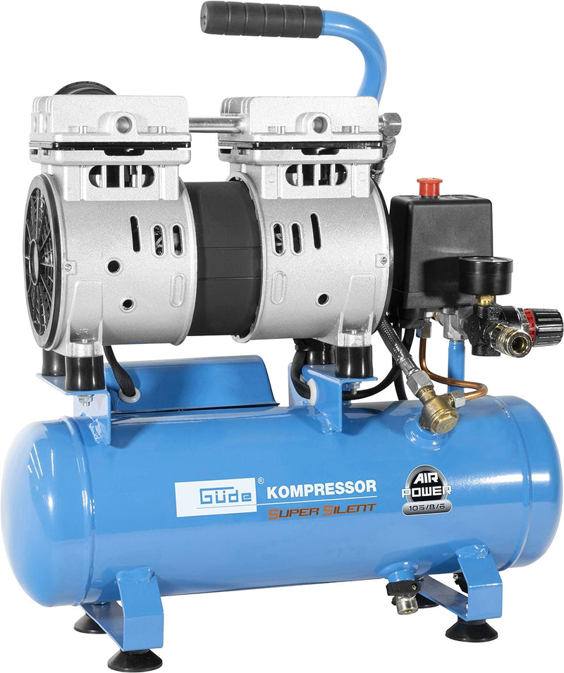 Güde 50133 Kompressor Airpower 105/8/6 SILENT (550W mit Direktgetrieben, 6l Kesselinhalt, ölfrei, Le