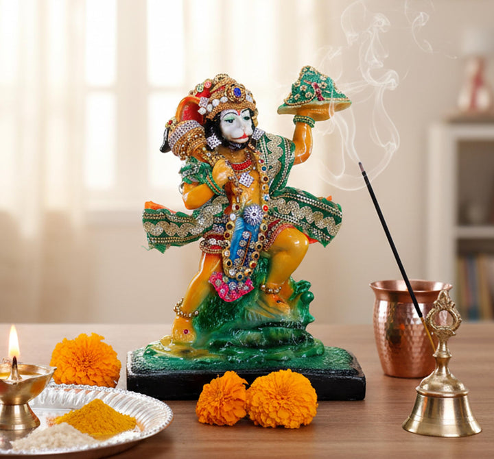 eSplanade Resin Hanuman Anjaneya Pavan Putra Murti Moorti Idol Statue Sculpture (8.5 x 6.5 Inches),