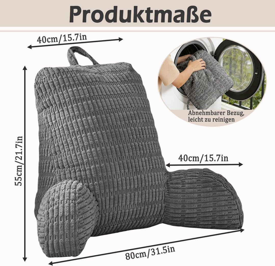 Lesekissen für Bett Und Sofa, Rückenkissen Sofa für Erwachsene mit Armlehne, RückenstüTze Abnehmbar