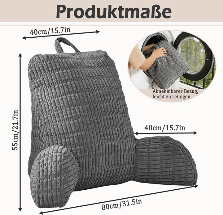 Lesekissen für Bett Und Sofa, Rückenkissen Sofa für Erwachsene mit Armlehne, RückenstüTze Abnehmbar