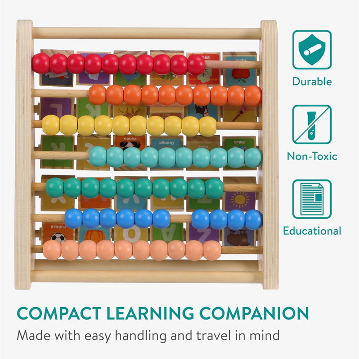 Navaris Lernspielzeug Zahlen Farben - Rechenschieber und Alphabet Abakus für Kinder ab 1 Jahr - Bunt