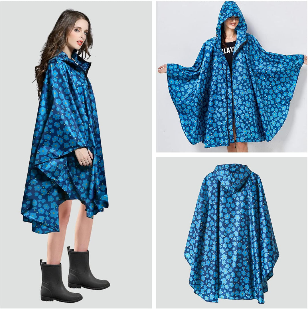 SOPPY Regenmantel für Frauen, Langer Regenponcho wasserdichte Regenbekleidung Regenjacke Winddichte