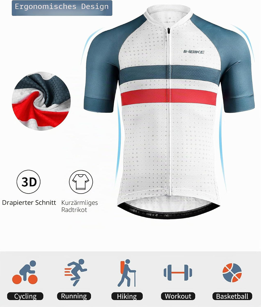 INBIKE Fahrradtrikot Herren Kurzarm Radtrikot mit Hochstretchige Elastische Atmungsaktive Schnell Tr