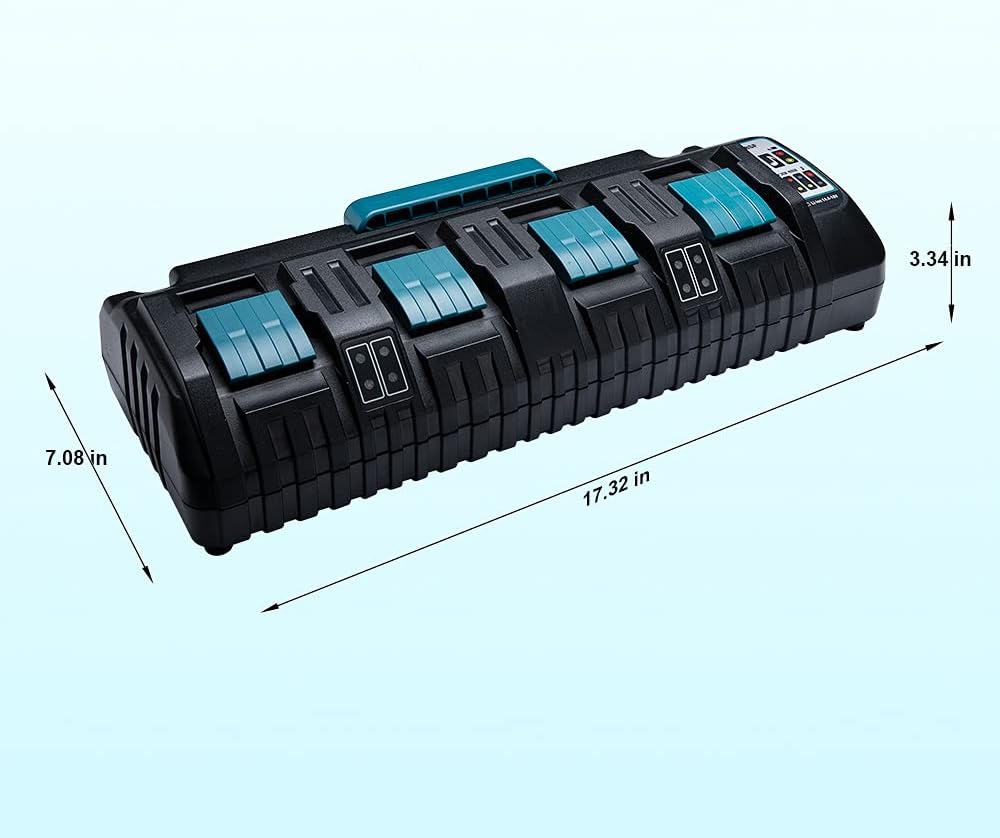 Hipoke DC18SF 4-Port Lithium-Ladegerät Kompatibel mit Makita 14,4V 18V 20V Akku BL1430 BL1450 BL1440