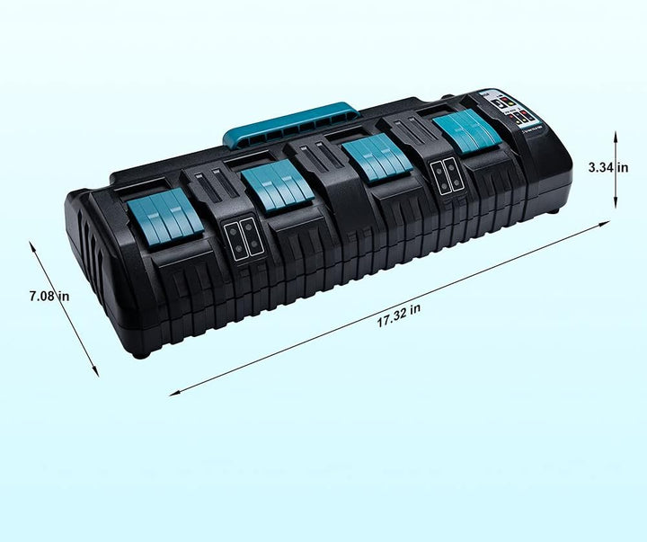 Hipoke DC18SF 4-Port Lithium-Ladegerät Kompatibel mit Makita 14,4V 18V 20V Akku BL1430 BL1450 BL1440