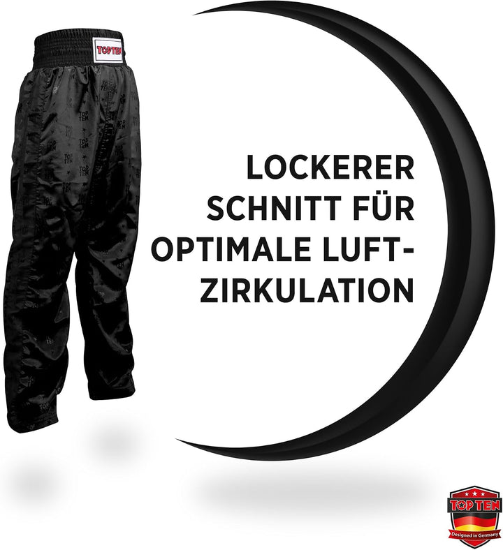 TOP TEN Kickboxhose „Classic“ S Schwarz - Schwarz, S Schwarz - Schwarz