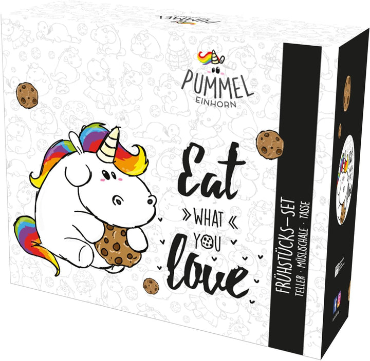 Pummeleinhorn Eat What You Love Porzellan-Service, Mehrfarbig, 260ml, 3
