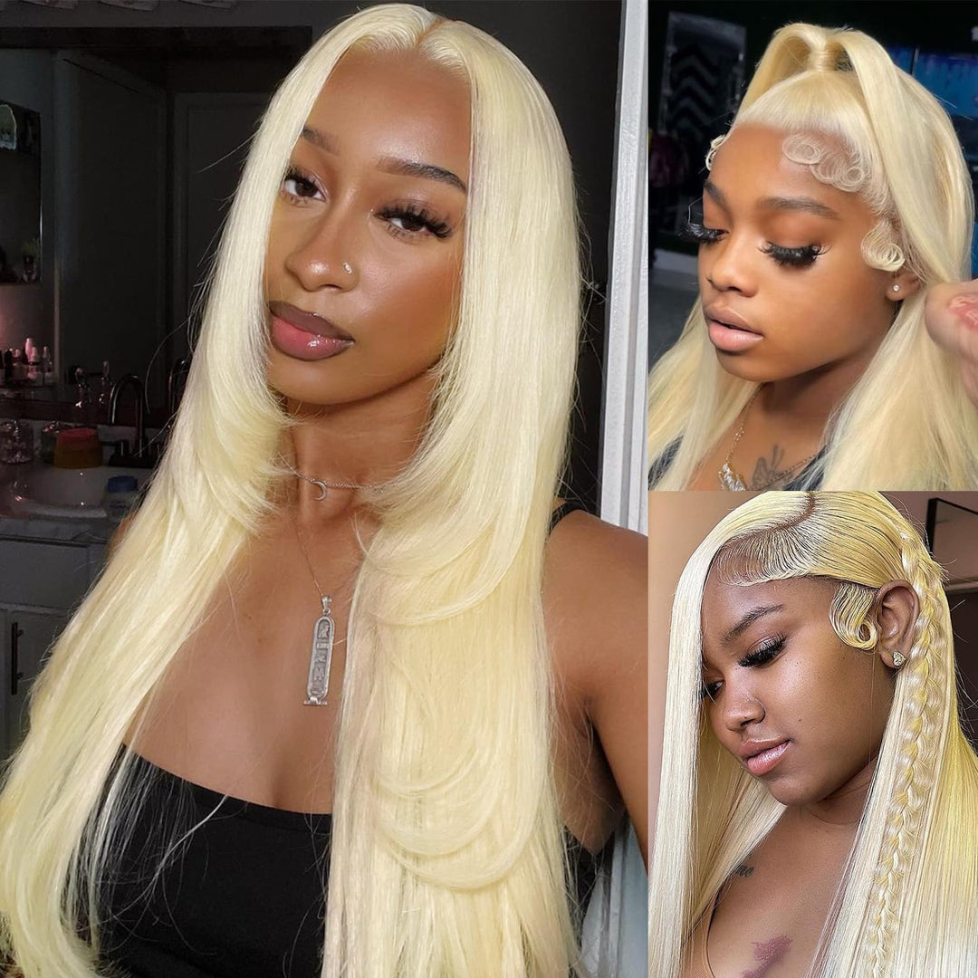 Echthaar Perücke Frauen 613 Wig Human Hair 22 Inch Blonde Lace Front Wig Human Hair Glatt Perücke fü