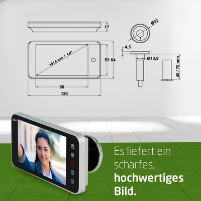 Amig - Digitaler Türspion mit 4'' LCD-Display | Video-Kamera-Spion | Einfache Installation und Verwe